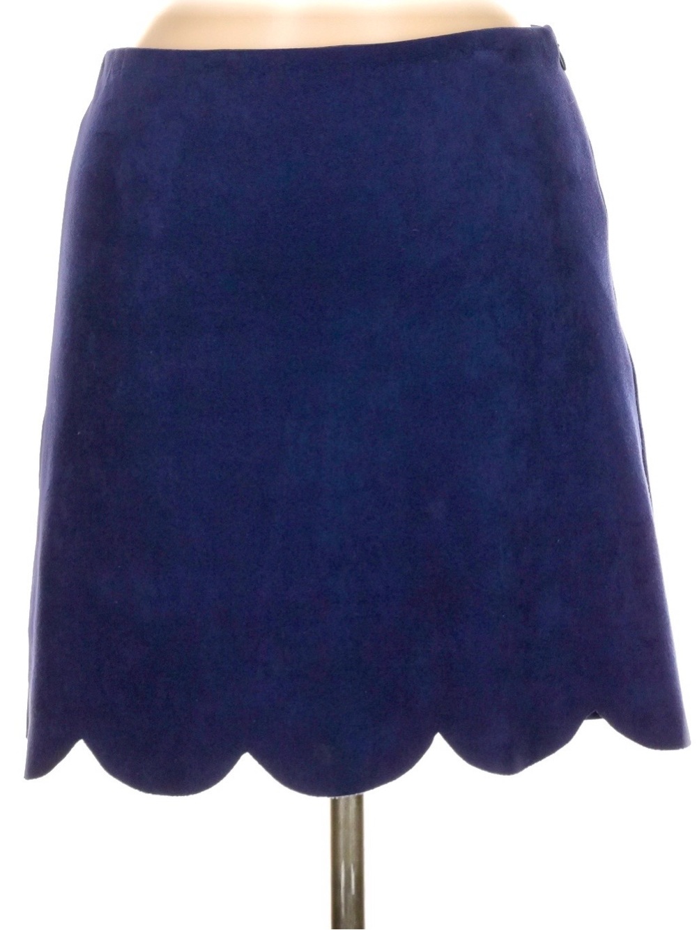 Aqua Faux Suede Navy Scalloped Mini Skirt, Size Large - Picture 13 of 13